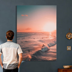 Sunset Ocean Wall Art Canvas Print