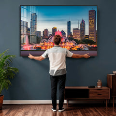Chicago Wall Art Canvas Print - Chicago City Downtown Night