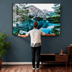 Alpine Mountain Lake Wall Art Canvas Print – Turquoise