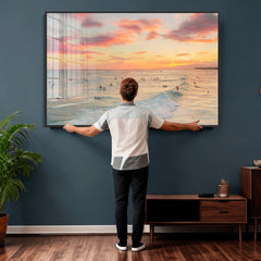 Sunset Beach Wall Art Canvas Print – Soft Coastal