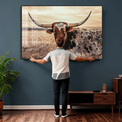Texas Longhorn Wall Art Canvas Print – Western Cattle Ranch