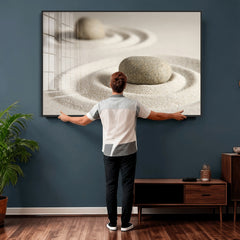 Zen Garden Stone Sand Canvas | Japanese Rock Garden Wall Art