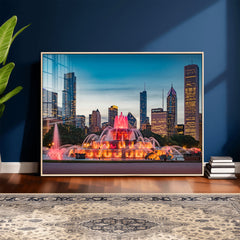 Chicago Wall Art Canvas Print - Chicago City Downtown Night