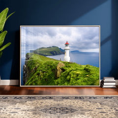 Coastal Lighthouse Wall Art Canvas Print, Cliffside Ocean