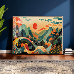 Yayoi Kusama Boho Mountain Landscape Large Wall Art,