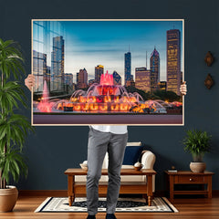 Chicago Wall Art Canvas Print - Chicago City Downtown Night
