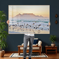Seagulls Over Ocean Wall Art Canvas Print – Coastal Beach