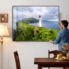 Coastal Lighthouse Wall Art Canvas Print, Cliffside Ocean