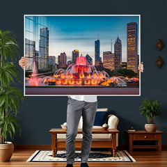 Chicago Wall Art Canvas Print - Chicago City Downtown Night