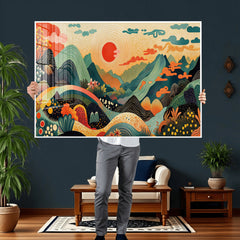 Yayoi Kusama Boho Mountain Landscape Large Wall Art,
