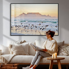 Seagulls Over Ocean Wall Art Canvas Print – Coastal Beach