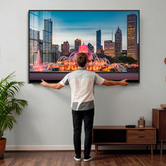 Chicago Wall Art Canvas Print - Chicago City Downtown Night