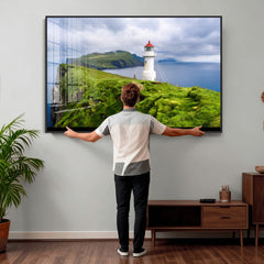 Coastal Lighthouse Wall Art Canvas Print, Cliffside Ocean
