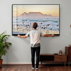 Seagulls Over Ocean Wall Art Canvas Print – Coastal Beach