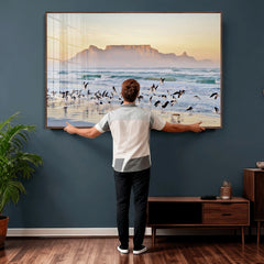 Seagulls Over Ocean Wall Art Canvas Print – Coastal Beach