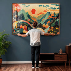 Yayoi Kusama Boho Mountain Landscape Large Wall Art,