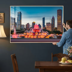 Chicago Wall Art Canvas Print - Chicago City Downtown Night