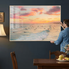 Sunset Beach Wall Art Canvas Print – Soft Coastal