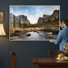 Yosemite Valley Mountain Landscape Wall Art Canvas Print,
