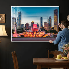 Chicago Wall Art Canvas Print - Chicago City Downtown Night