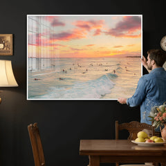 Sunset Beach Wall Art Canvas Print – Soft Coastal