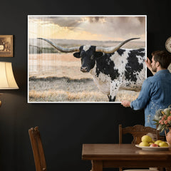 Texas Longhorn Bull Rustic Wall Art Canvas Print