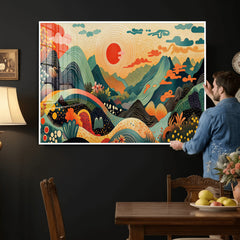 Yayoi Kusama Boho Mountain Landscape Large Wall Art,
