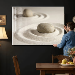 Zen Garden Stone Sand Canvas | Japanese Rock Garden Wall Art