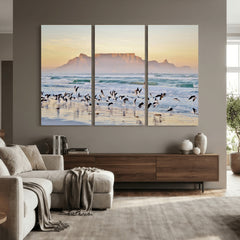 Seagulls Over Ocean Wall Art Canvas Print – Coastal Beach
