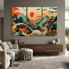 Yayoi Kusama Boho Mountain Landscape Large Wall Art,