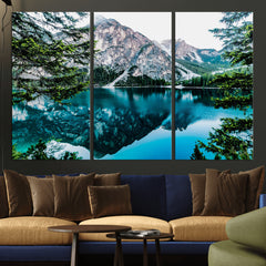 Alpine Mountain Lake Wall Art Canvas Print – Turquoise
