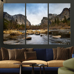 Yosemite Valley Mountain Landscape Wall Art Canvas Print,