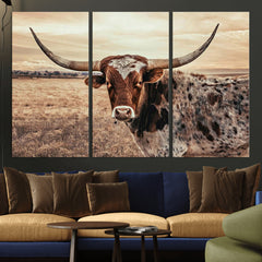 Texas Longhorn Wall Art Canvas Print – Western Cattle Ranch