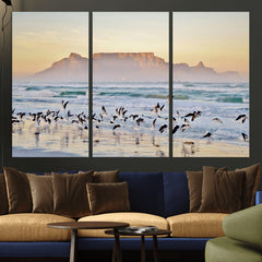 Seagulls Over Ocean Wall Art Canvas Print – Coastal Beach