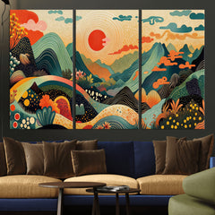Yayoi Kusama Boho Mountain Landscape Large Wall Art,