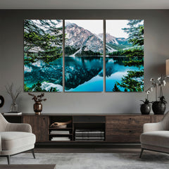 Alpine Mountain Lake Wall Art Canvas Print – Turquoise