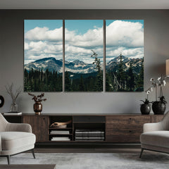 Mountain Forest Wall Art Canvas Print, Alpine Pine Tree