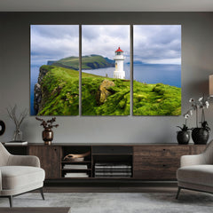 Coastal Lighthouse Wall Art Canvas Print, Cliffside Ocean
