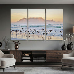 Seagulls Over Ocean Wall Art Canvas Print – Coastal Beach
