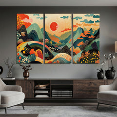 Yayoi Kusama Boho Mountain Landscape Large Wall Art,