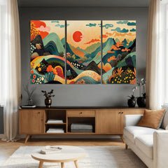 Yayoi Kusama Boho Mountain Landscape Large Wall Art,