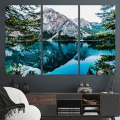 Alpine Mountain Lake Wall Art Canvas Print – Turquoise