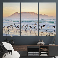Seagulls Over Ocean Wall Art Canvas Print – Coastal Beach