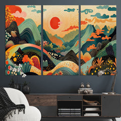 Yayoi Kusama Boho Mountain Landscape Large Wall Art,