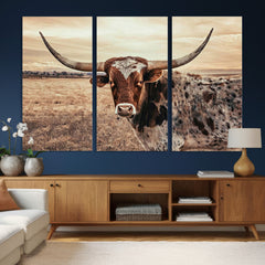 Texas Longhorn Wall Art Canvas Print – Western Cattle Ranch