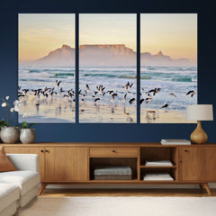 Seagulls Over Ocean Wall Art Canvas Print – Coastal Beach
