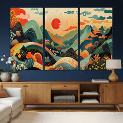 Yayoi Kusama Boho Mountain Landscape Large Wall Art,