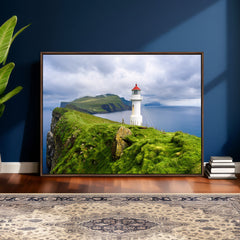 Coastal Lighthouse Wall Art Canvas Print, Cliffside Ocean