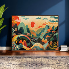 Yayoi Kusama Boho Mountain Landscape Large Wall Art,
