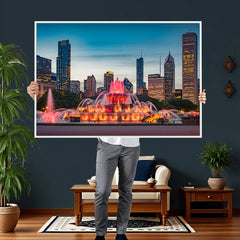 Chicago Wall Art Canvas Print - Chicago City Downtown Night
